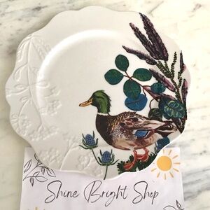 Anthropologie Nathalie Lete Handpainted Glazed Plate Duck New With Tag Rare